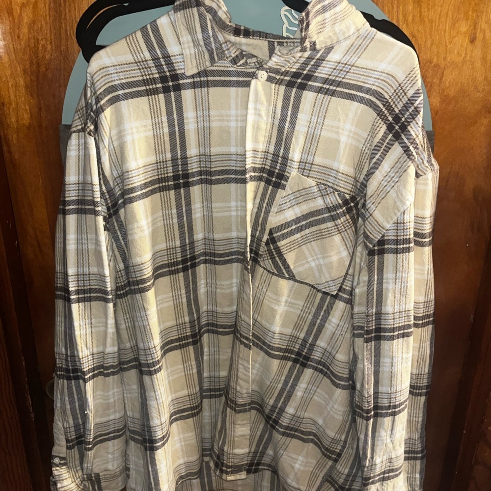 H&M Tan and Brown Plaid Shirt